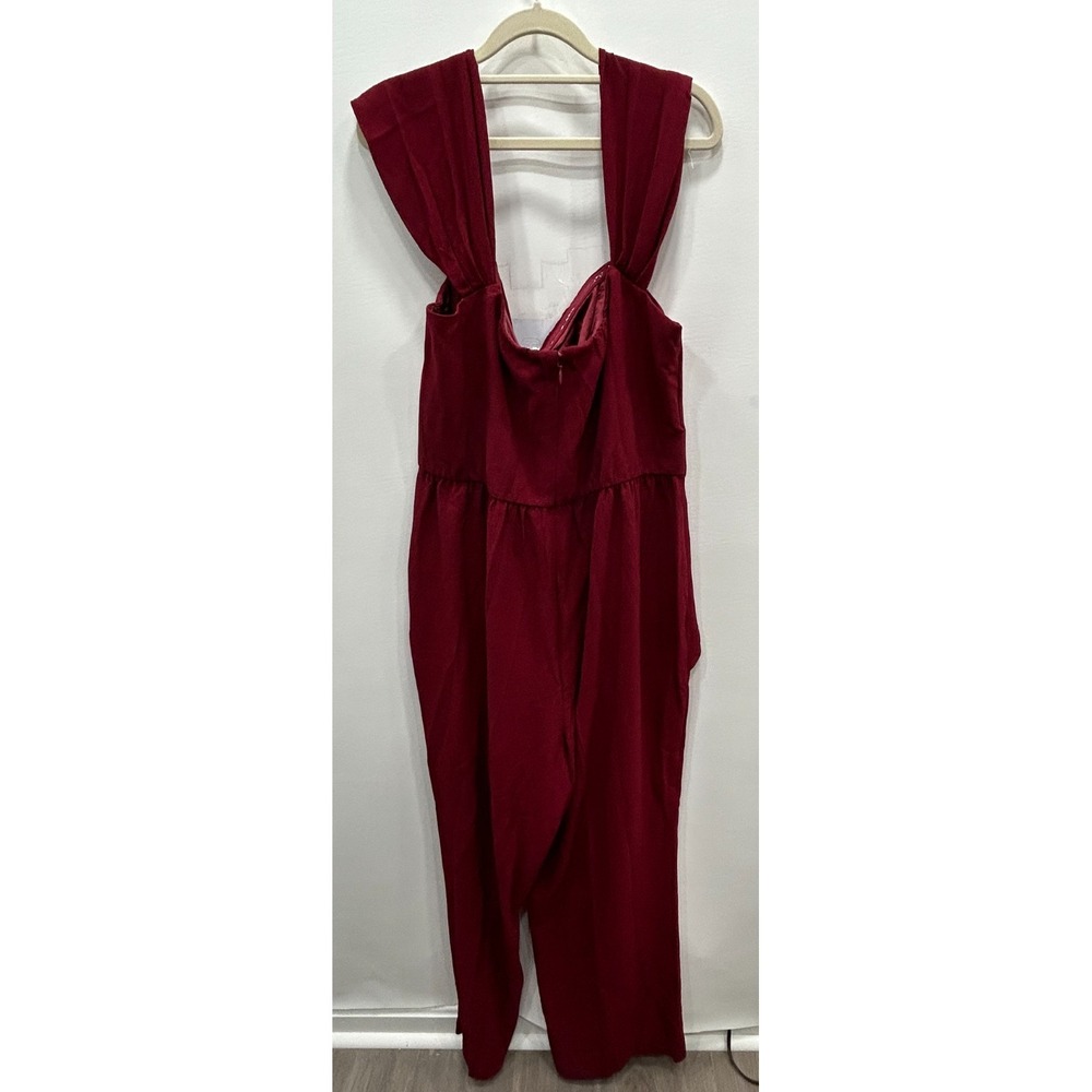 NWT City Chic Gabriela Jumpsuit Womens 18 Burgundy Red Draped‎ Wide Leg Evening - Picture 7 of 11